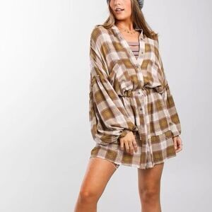 Free People By The Way Plaid Mini Dress